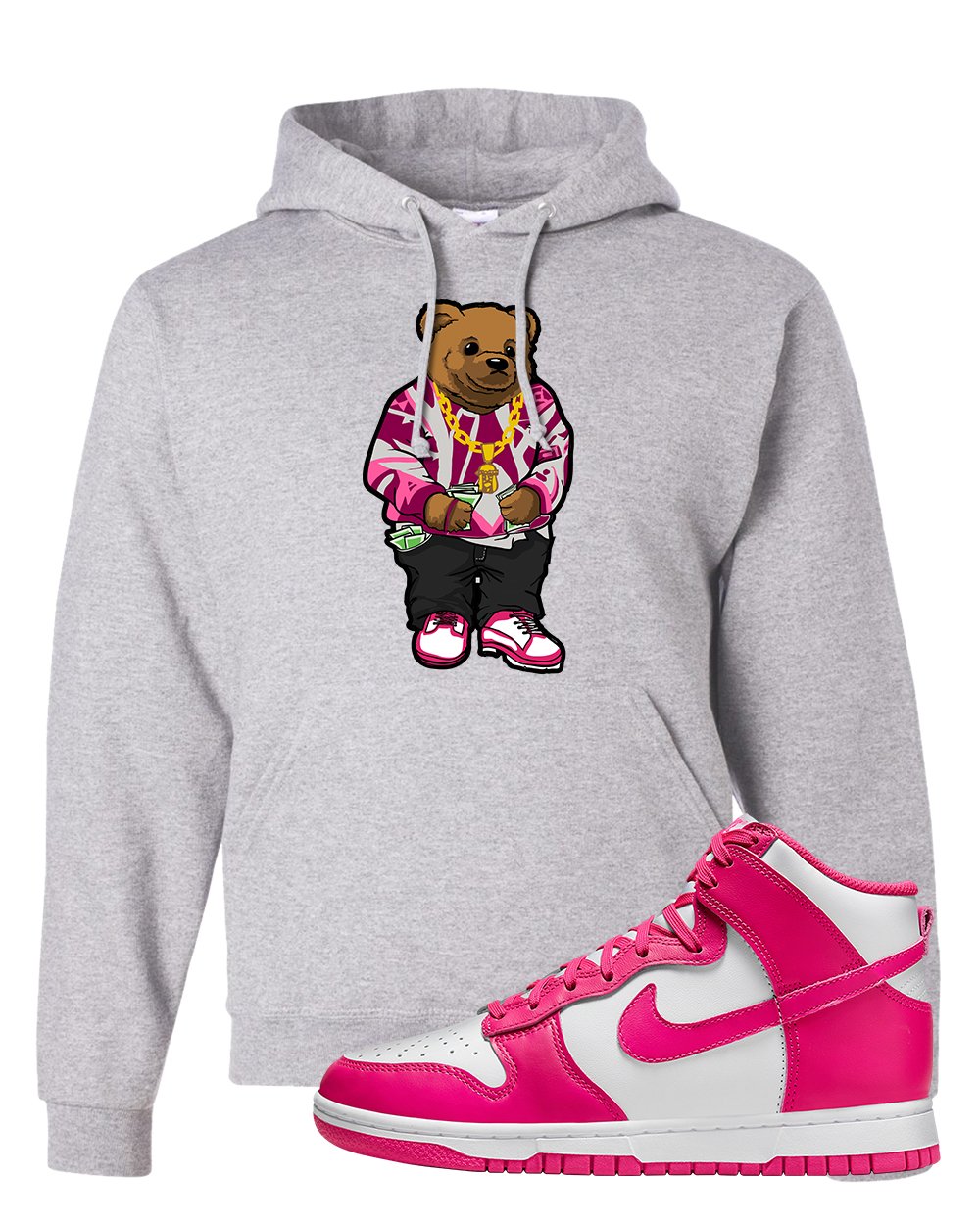 Pink Prime High Dunks Hoodie | Sweater Bear, Ash
