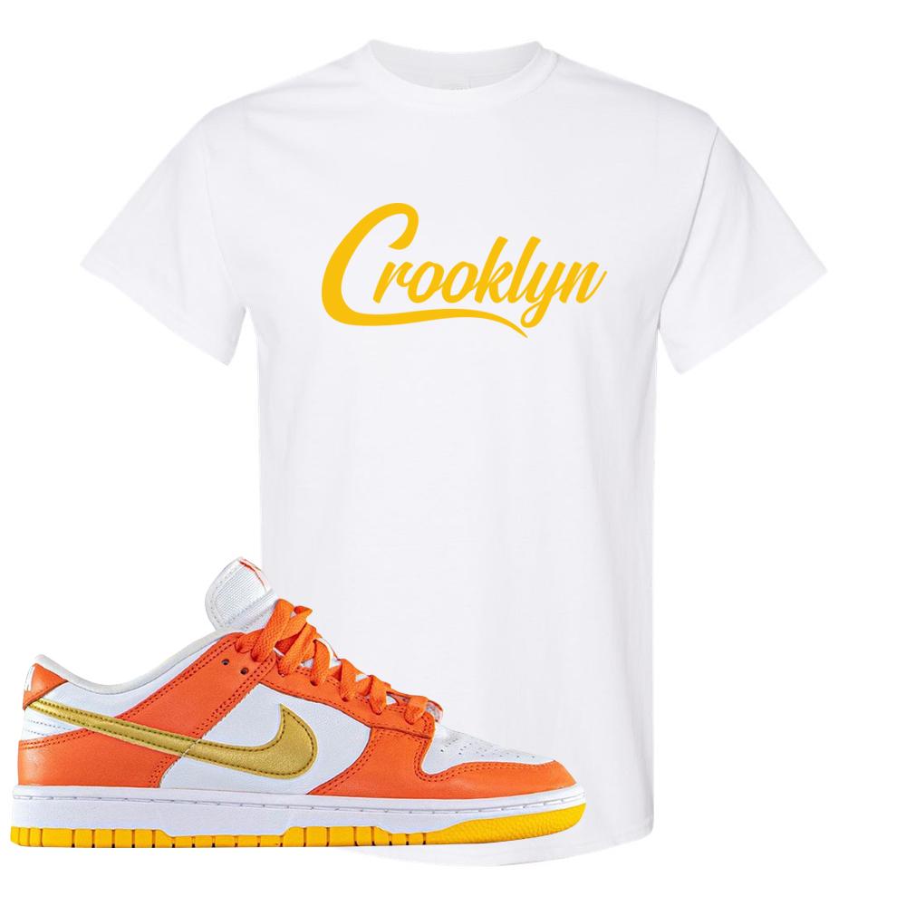 Golden Orange Low Dunks T Shirt | Crooklyn, White