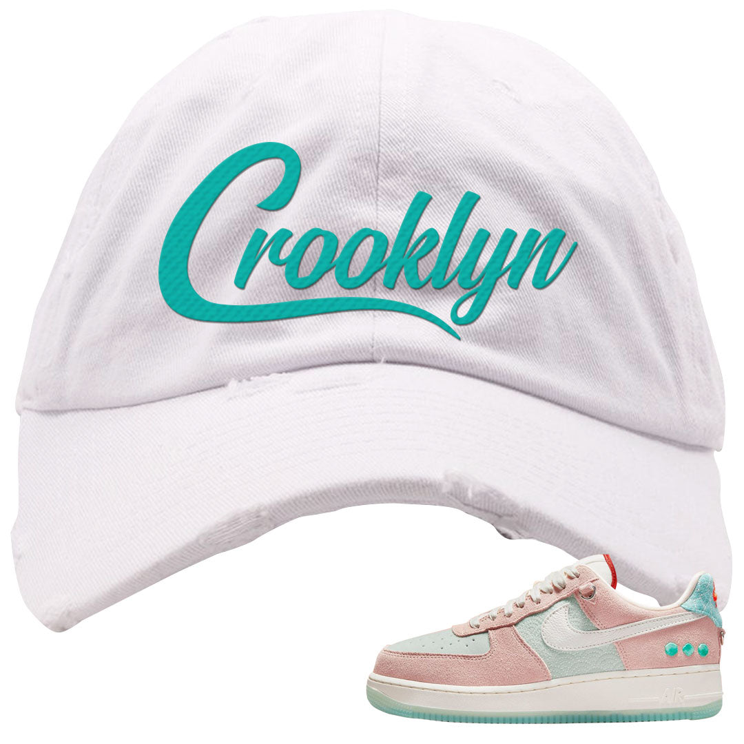 Shapeless AF 1s Distressed Dad Hat | Crooklyn, White