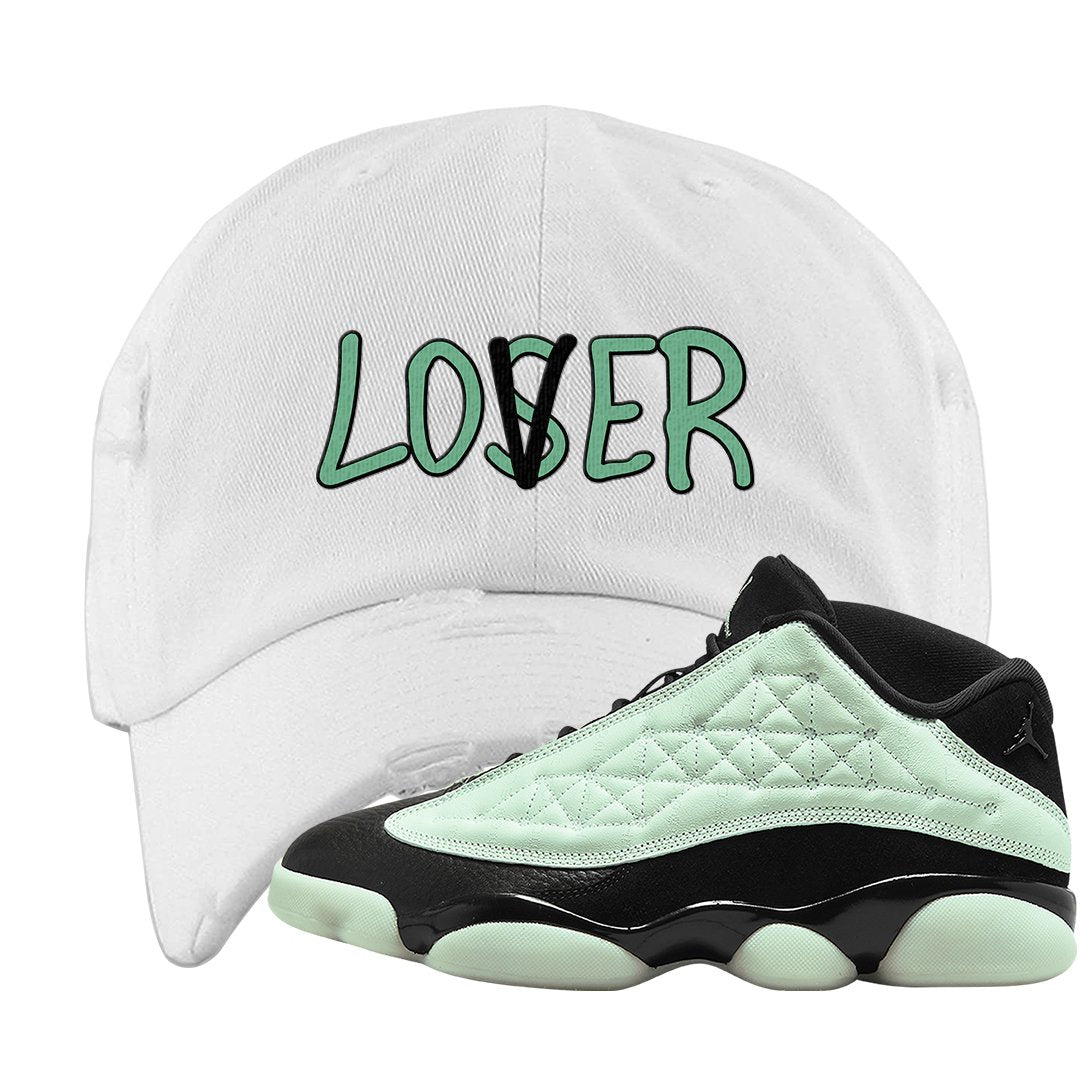 Single's Day Low 13s Distressed Dad Hat | Lover, White