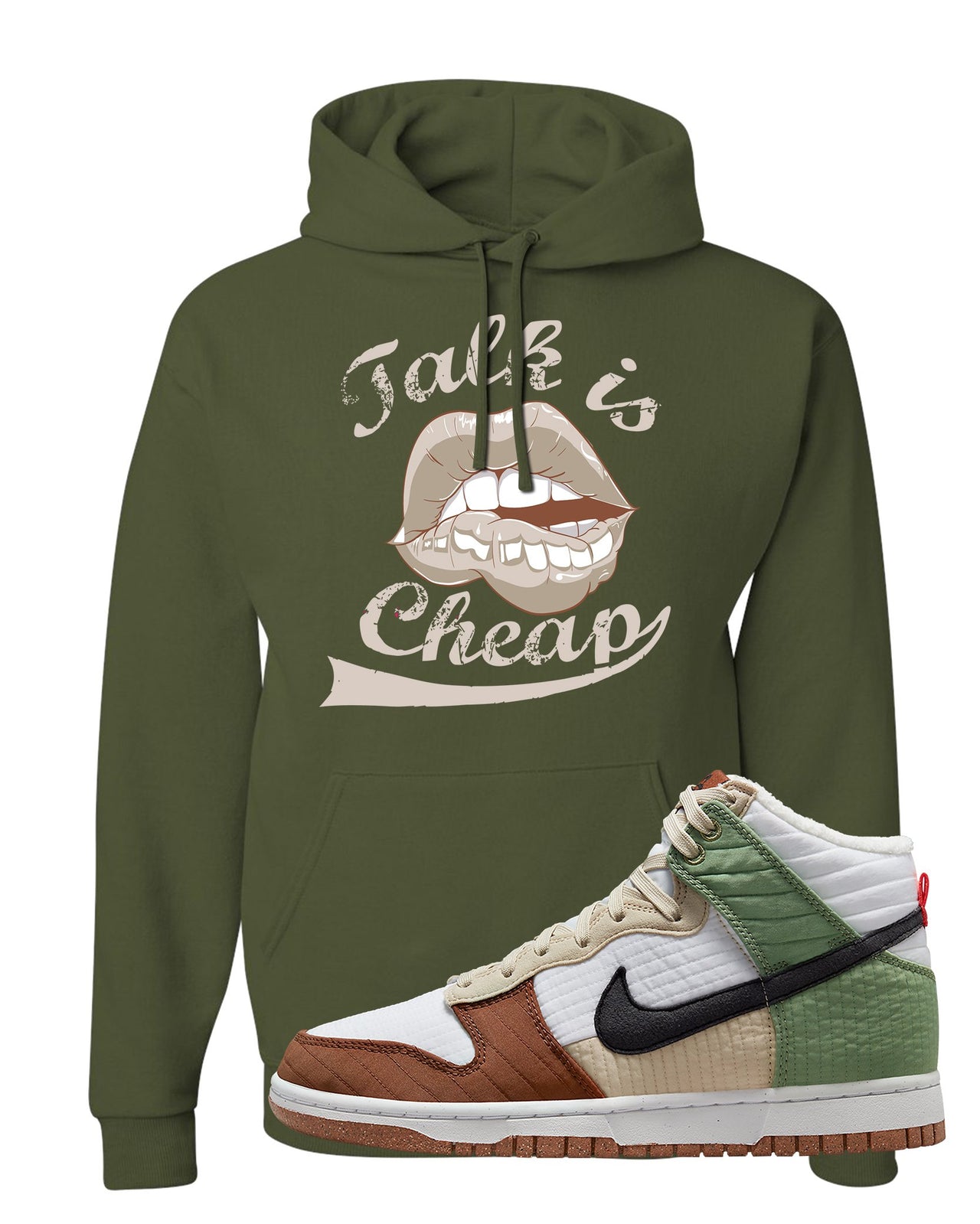 Toasty High Dunks Hoodie | Talk Is Cheap, Military Green