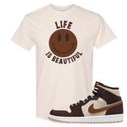 Brown Fleece Mid 1s T Shirt | Smile Life Is Beautiful, Natural