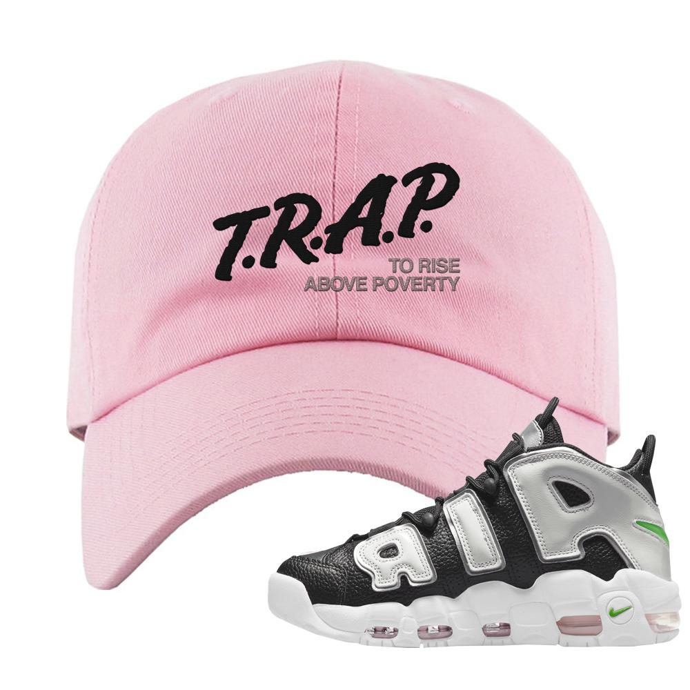 Black Silver Uptempos Dad Hat | Trap To Rise Above Poverty, Light Pink