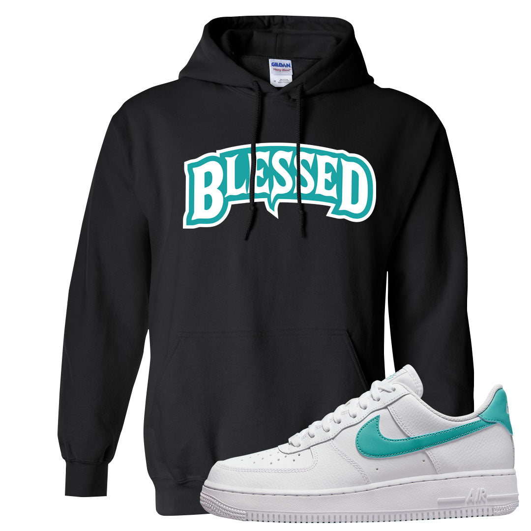 Washed Teal Low 1s Hoodie | Blessed Arch, Black