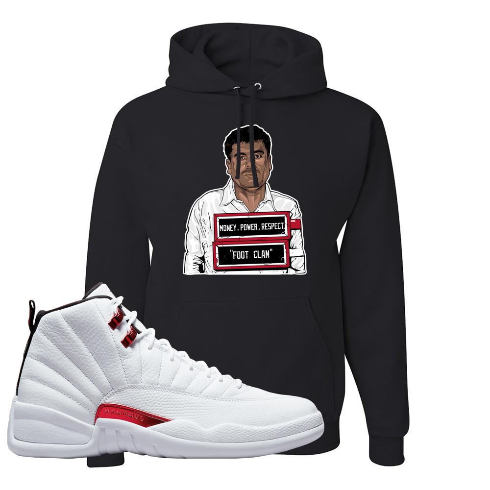 Twist White Red 12s Hoodie | El Chapo Illustration, Black