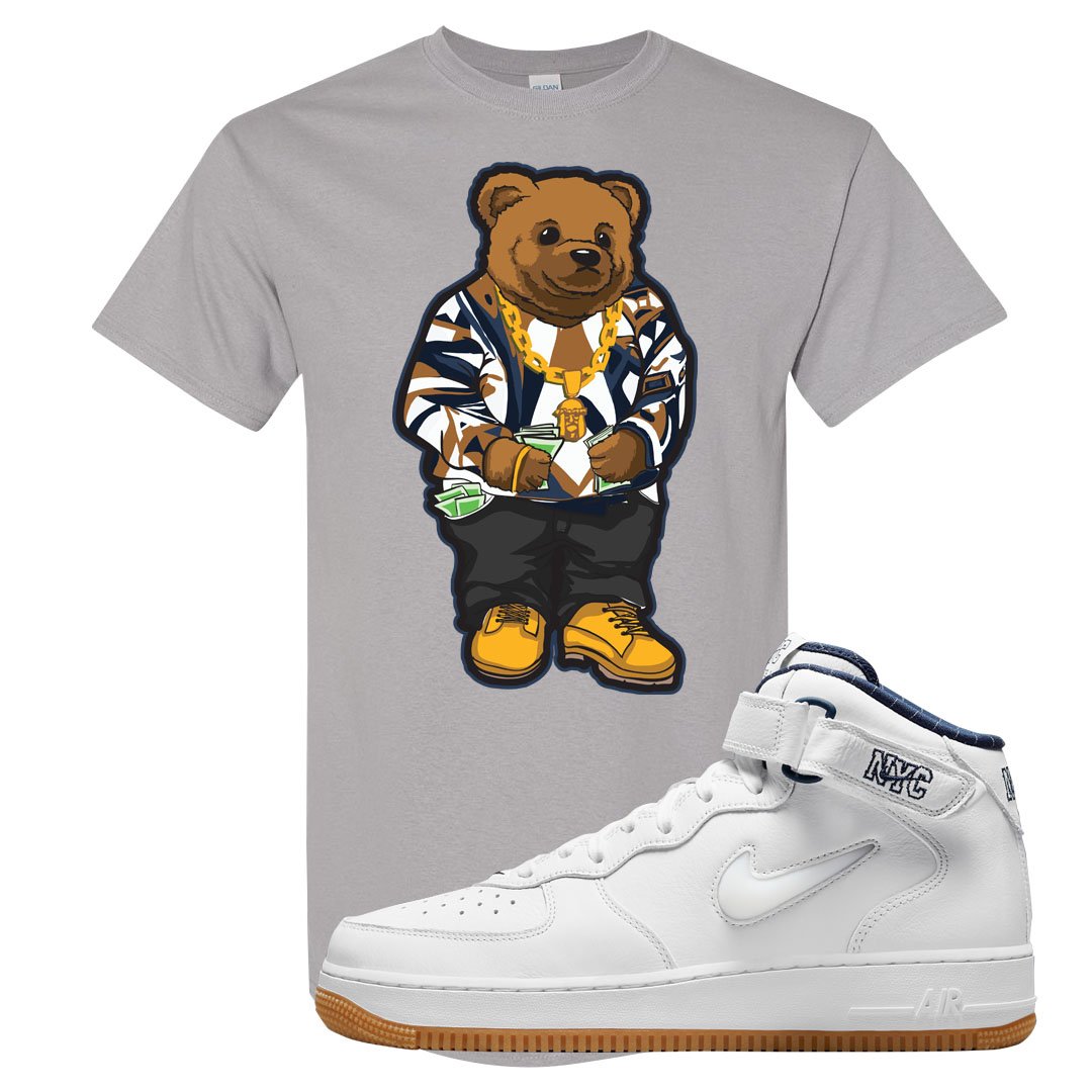 White NYC Mid AF1s T Shirt | Sweater Bear, Gravel