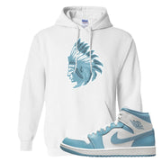 University Blue Mid 1s Hoodie | Indian Chief, White