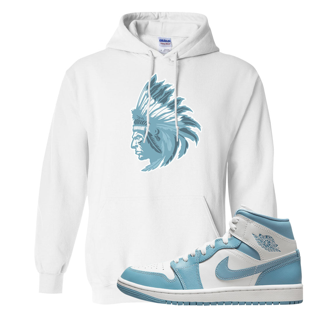 University Blue Mid 1s Hoodie | Indian Chief, White