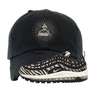 Zebra Golf 97s Distressed Dad Hat | All Seeing Eye, Black