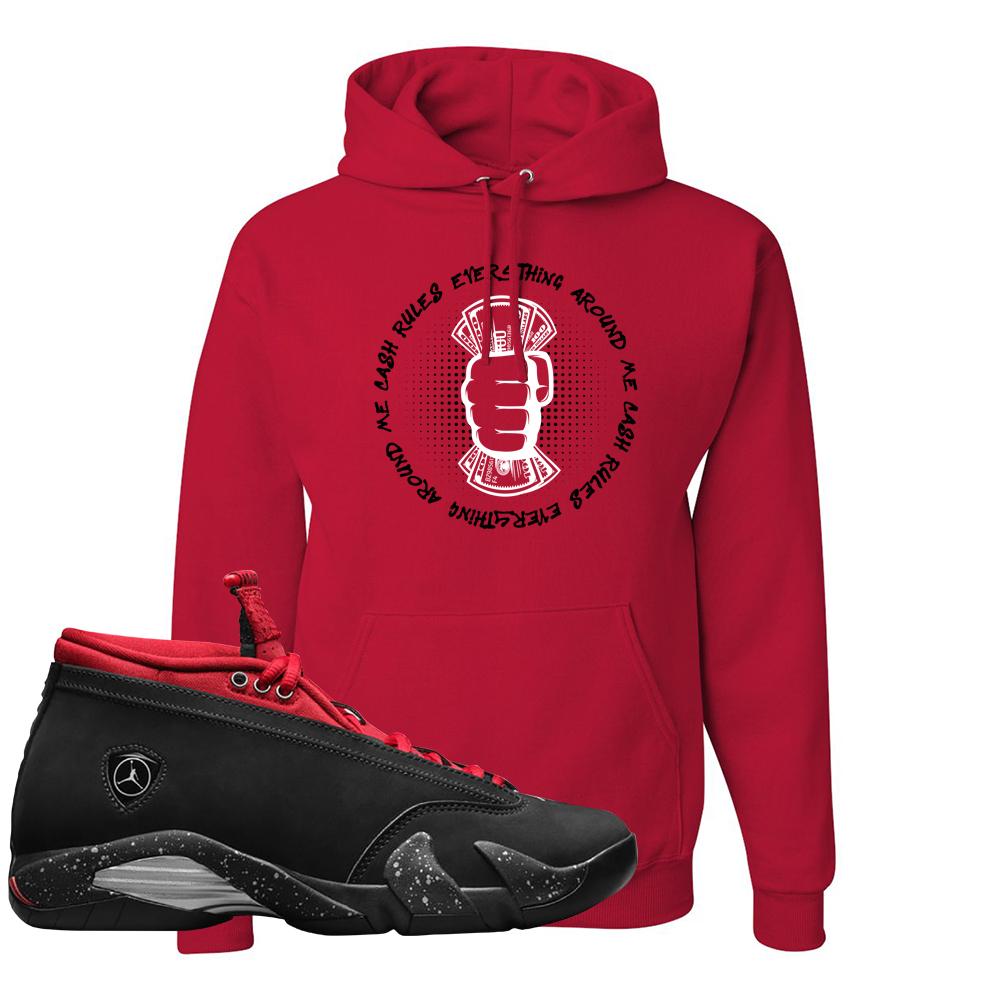 Red Lipstick Low 14s Hoodie | Cash Rules Everything Around Me, Red