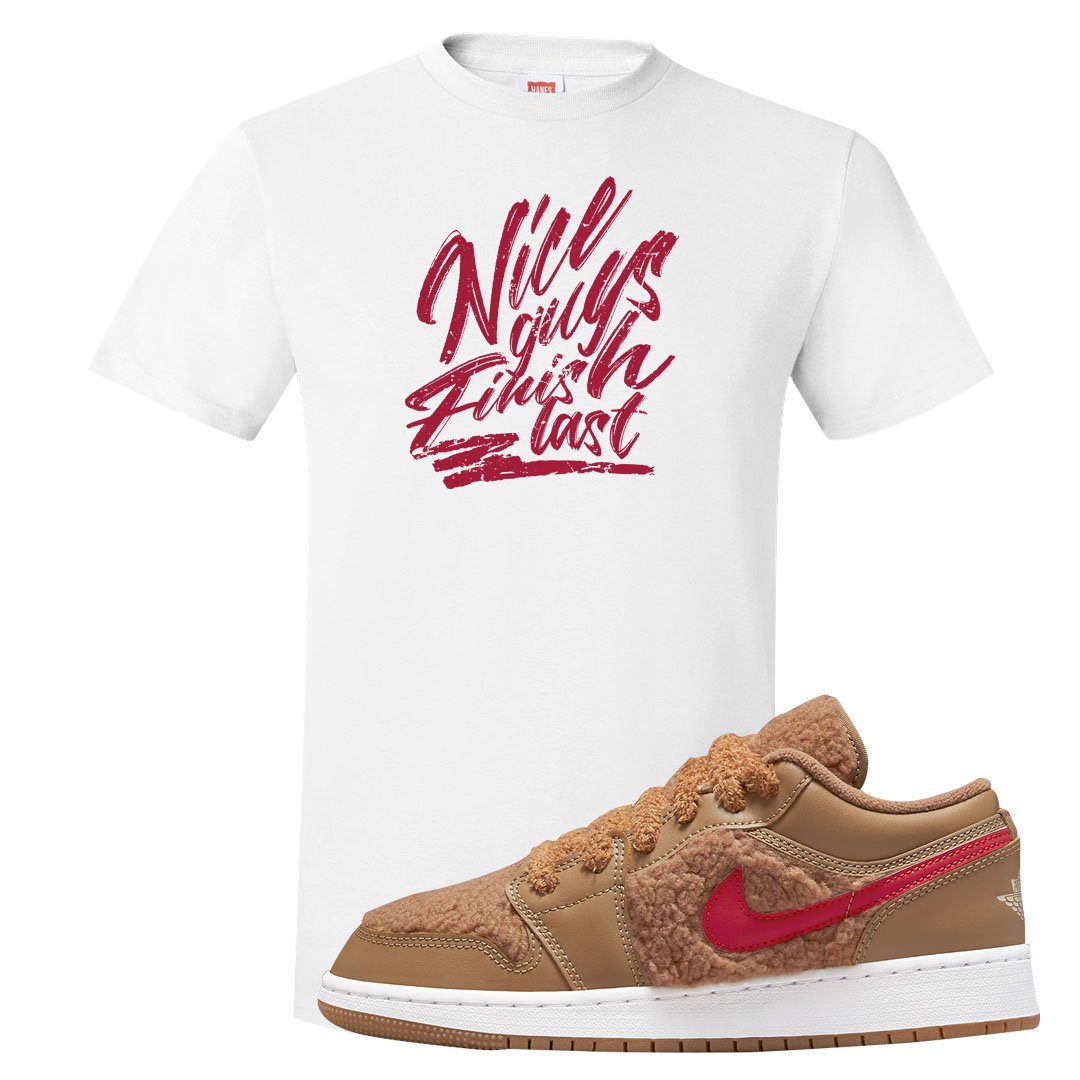 Teddy Bear Low 1s T Shirt | Nice Guys Finish Last, White