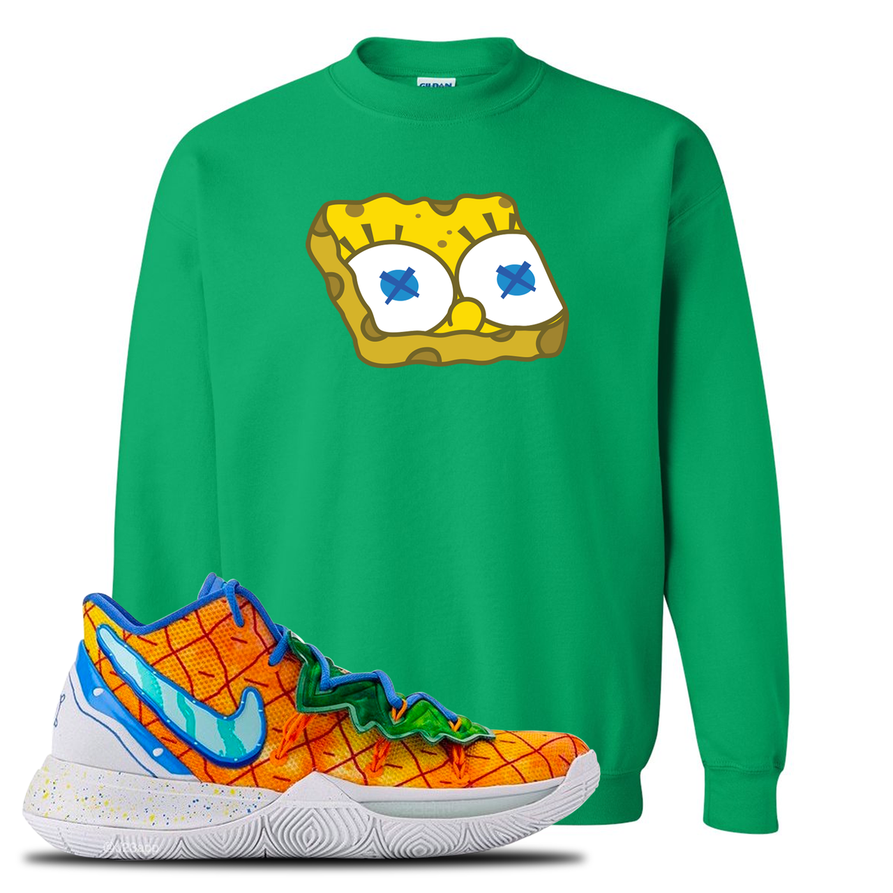 Kyrie 5 Pineapple House Sponge Head Irish Green Sneaker Hook Up Crewneck Sweatshirt