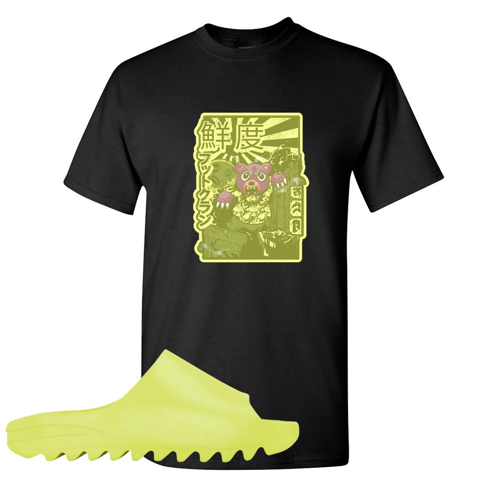 Glow Green Slides T Shirt | Attack Of The Bear, Black