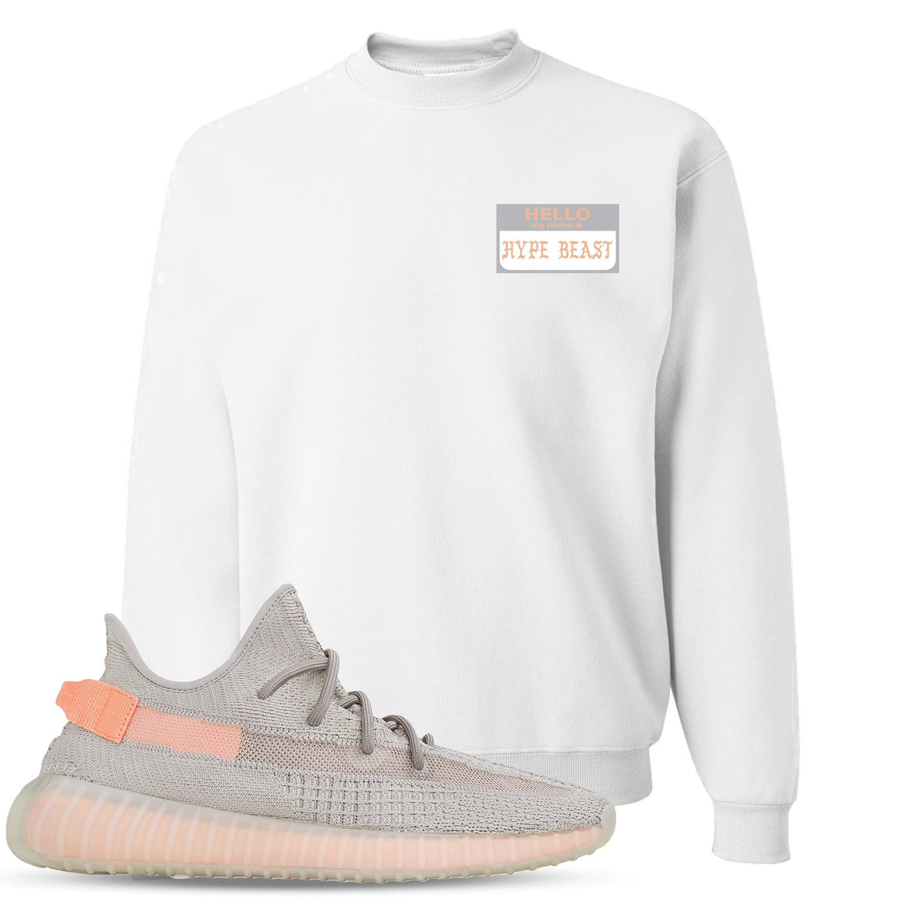 True Form v2 350s Crewneck Sweater | Hello My Name Is Hype Beast Pablo, White