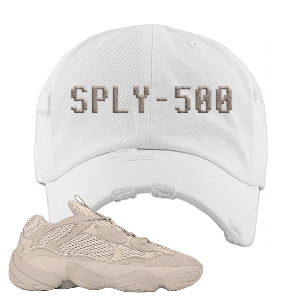 Yeezy 500 Taupe Light Distressed Dad Hat | Sply-500, White