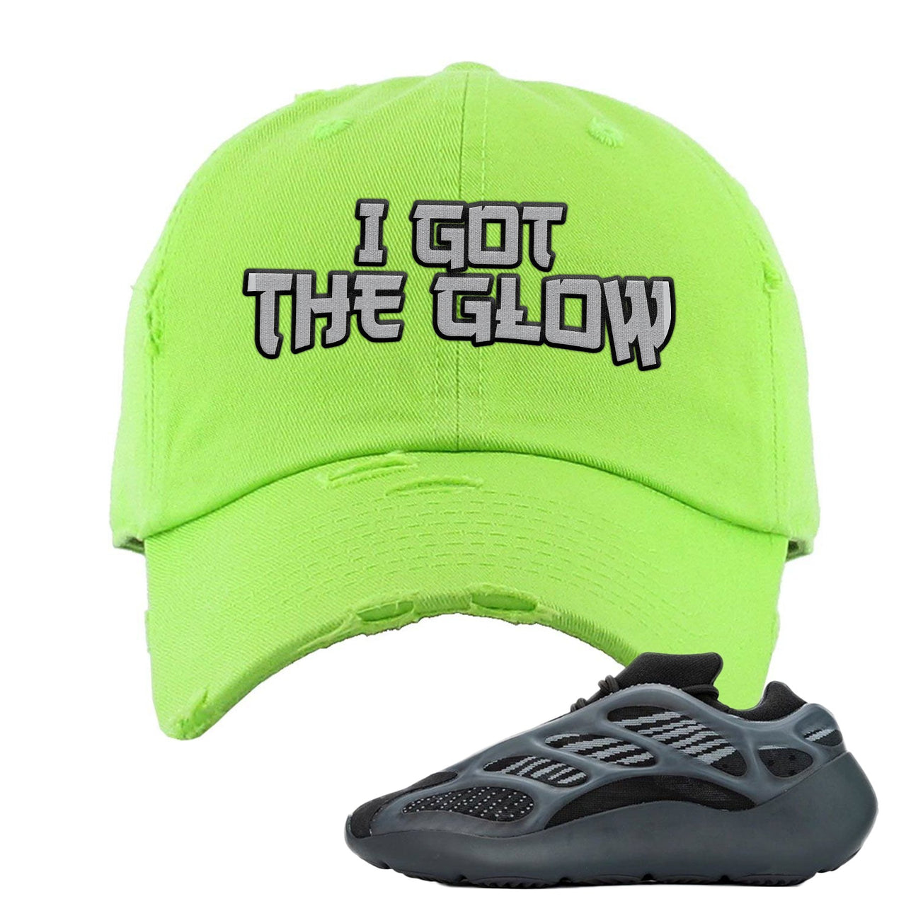 Alvah v3 700s Distressed Dad Hat | I Got The Glow, Neon Green