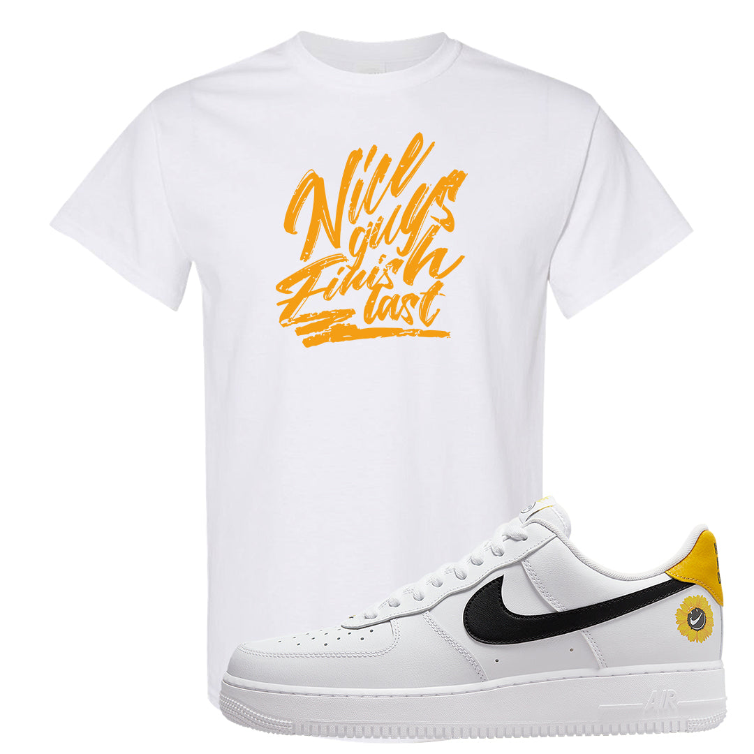 Have A Nice Day AF1s T Shirt | Nice Guys Finish Last, White