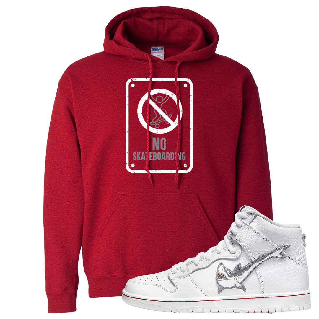Shark High Dunks Hoodie | No Skating Sign, Red