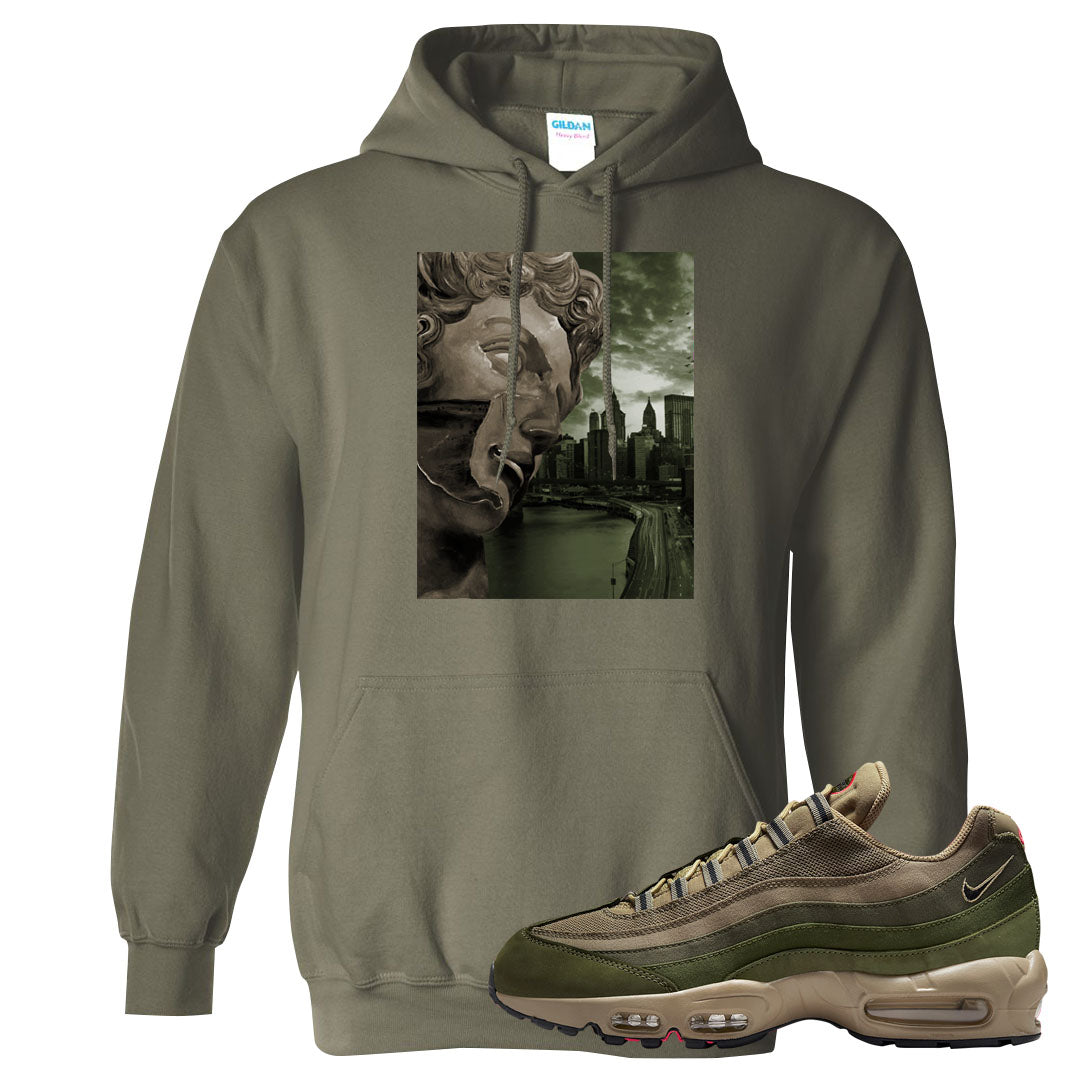 Medium Olive Rough Green 95s Hoodie | Miguel, Military Green