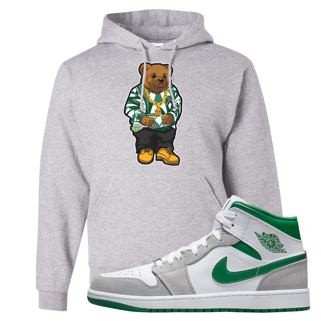 Light Smoke Pine Green Mid 1s Hoodie | Sweater Bear, Ash