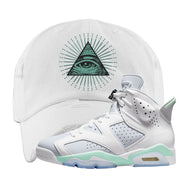 Mint Foam 6s Distressed Dad Hat | All Seeing Eye, White