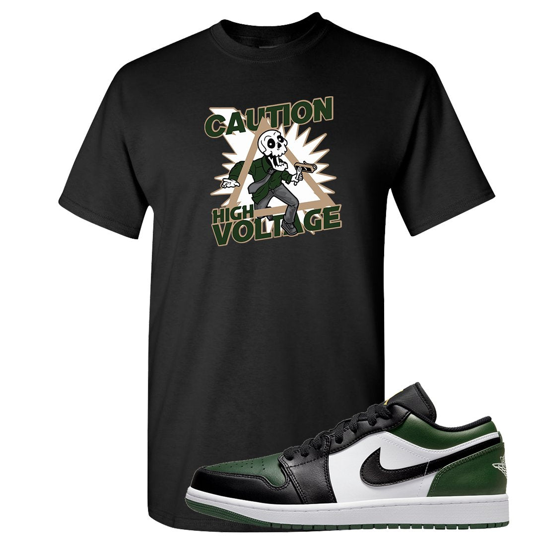 Green Toe Low 1s T Shirt | Caution High Voltage, Black
