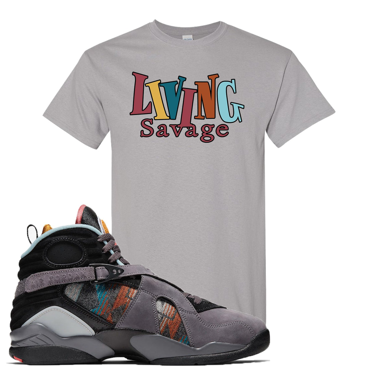 Jordan 8 N7 Pendleton Living Savage Gravel Sneaker Hook Up T-Shirt