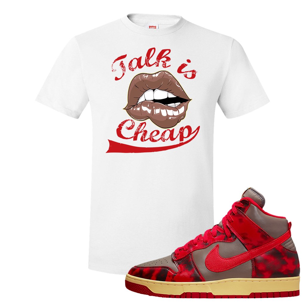 Acid Wash Red 1985 High Dunks T Shirt | Talk Lips, White