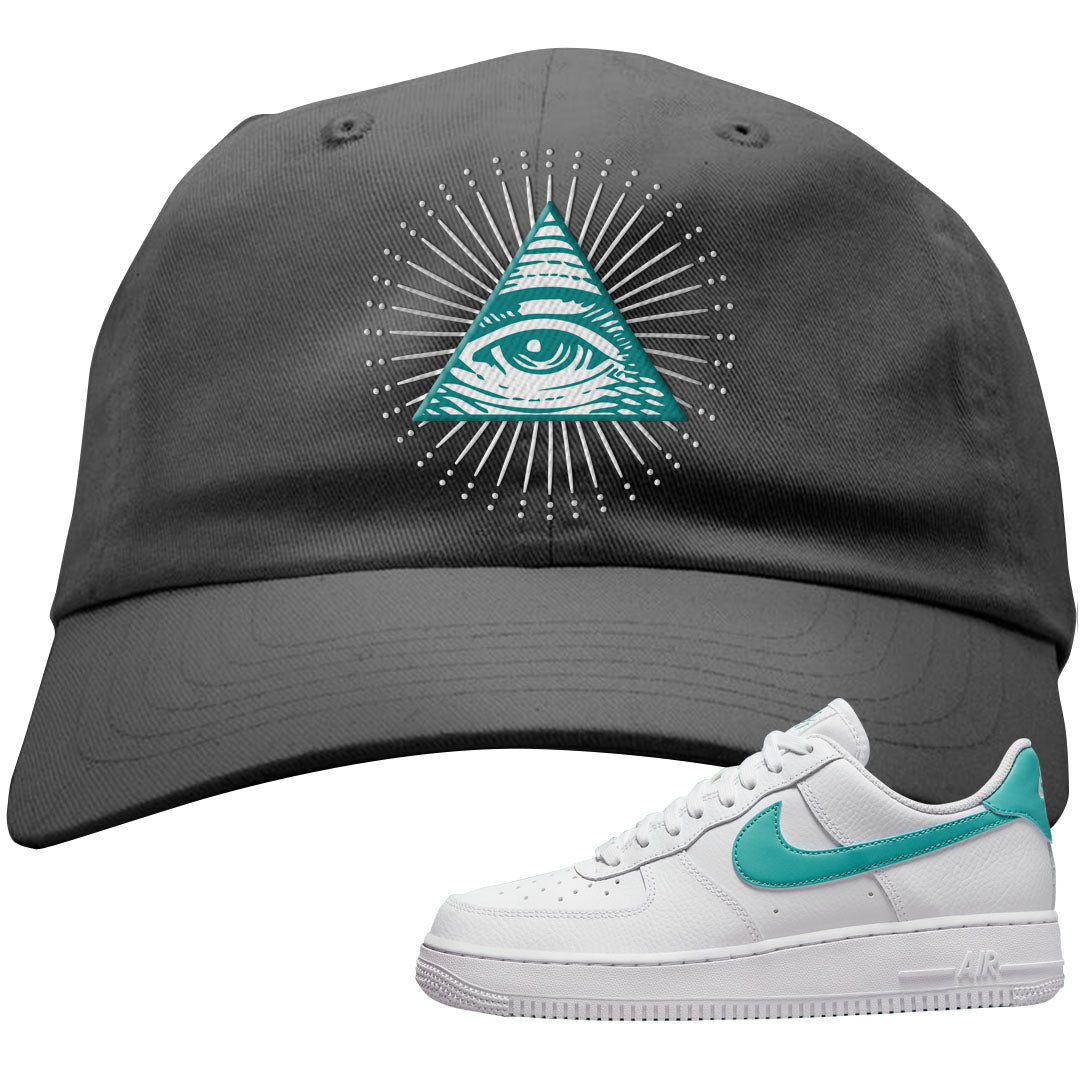 Washed Teal Low 1s Dad Hat | All Seeing Eye, Dark Gray