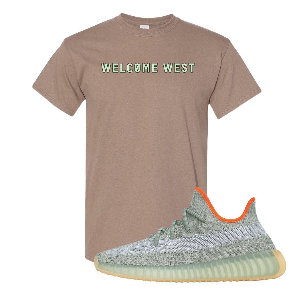 Yeezy 350 V2 Desert Sage Sneaker T Shirt |Welcome West | Brown Savanna