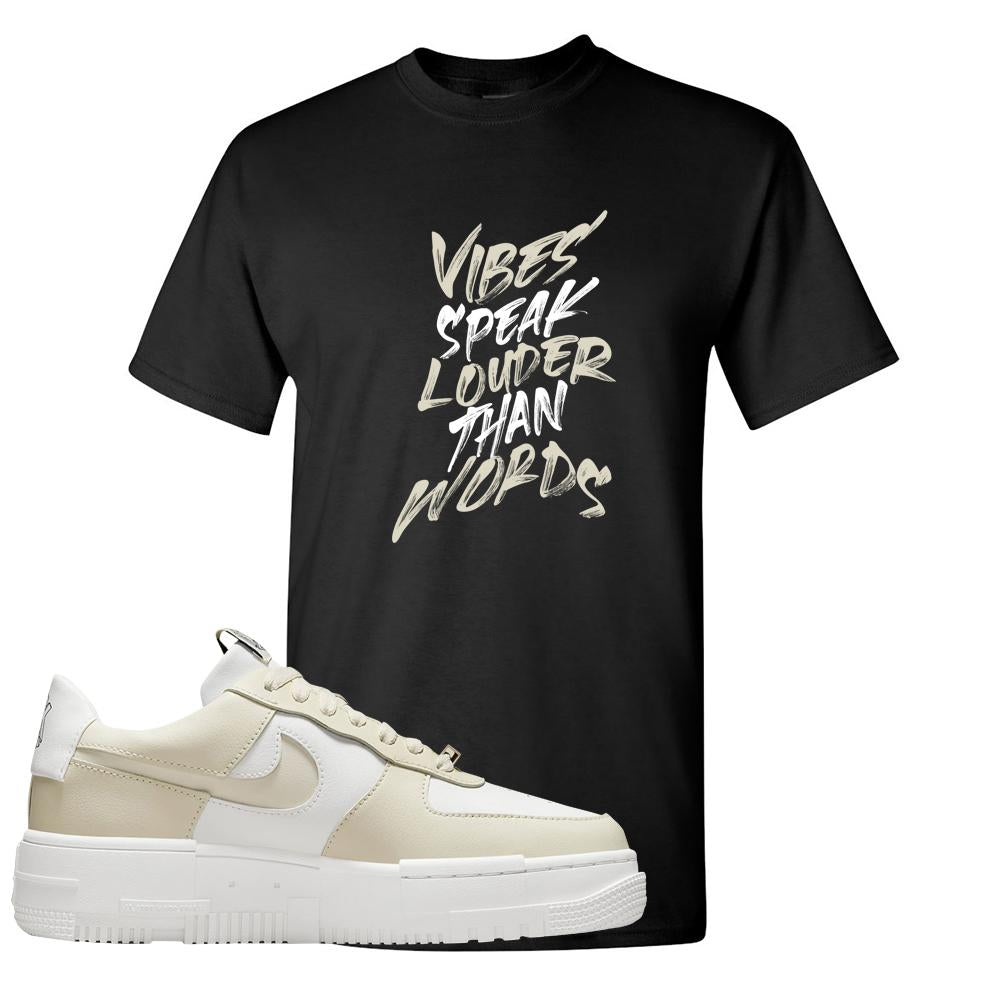 Pixel Cream White Force 1s T Shirt | Vibes Speak Louder Than Words, Black