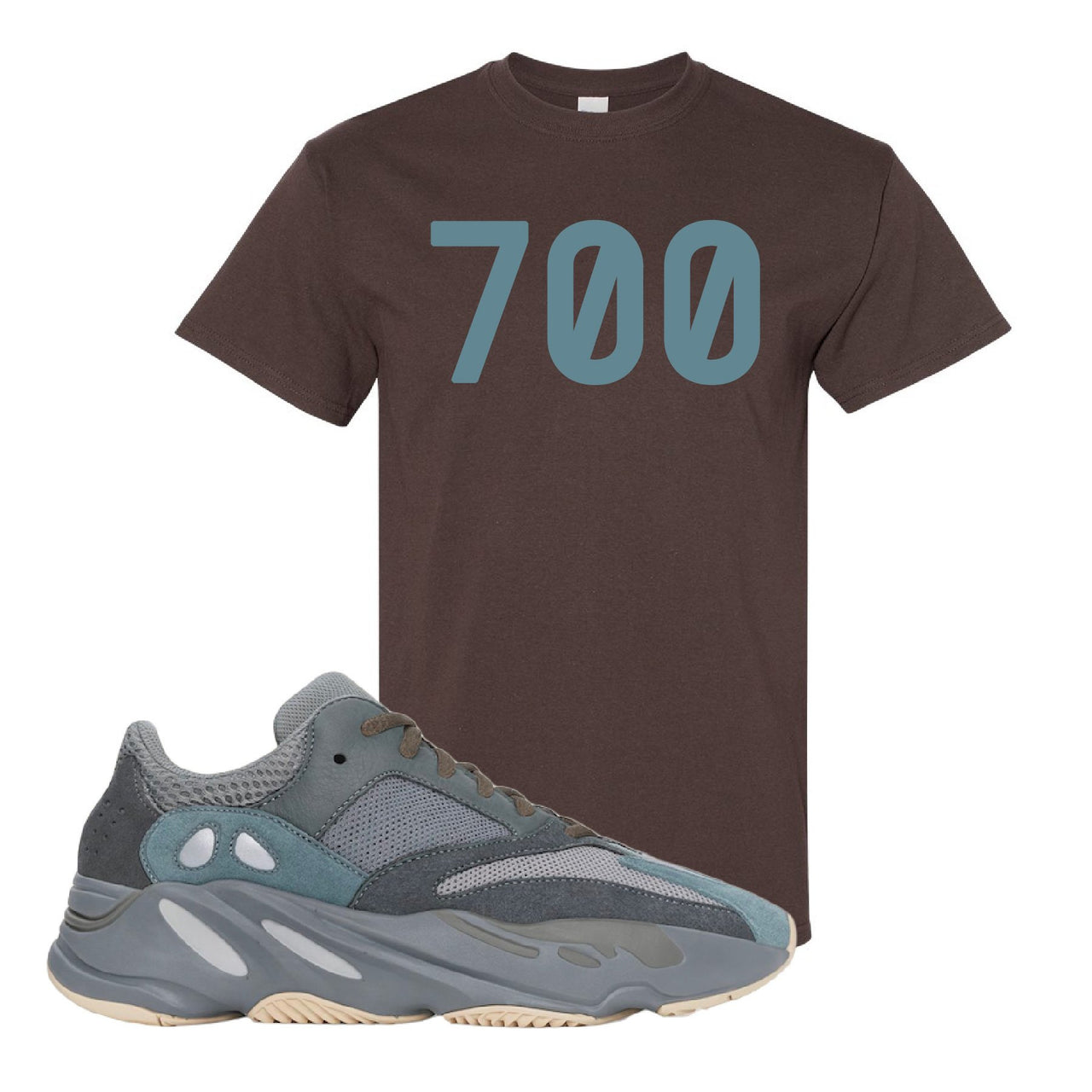 Yeezy Boost 700 Teal Blue 700 Dark Chocolate Sneaker Hook Up T-Shirt