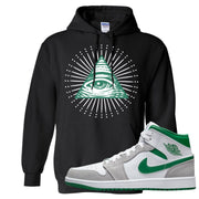 Light Smoke Pine Green Mid 1s Hoodie | All Seeing Eye, Black