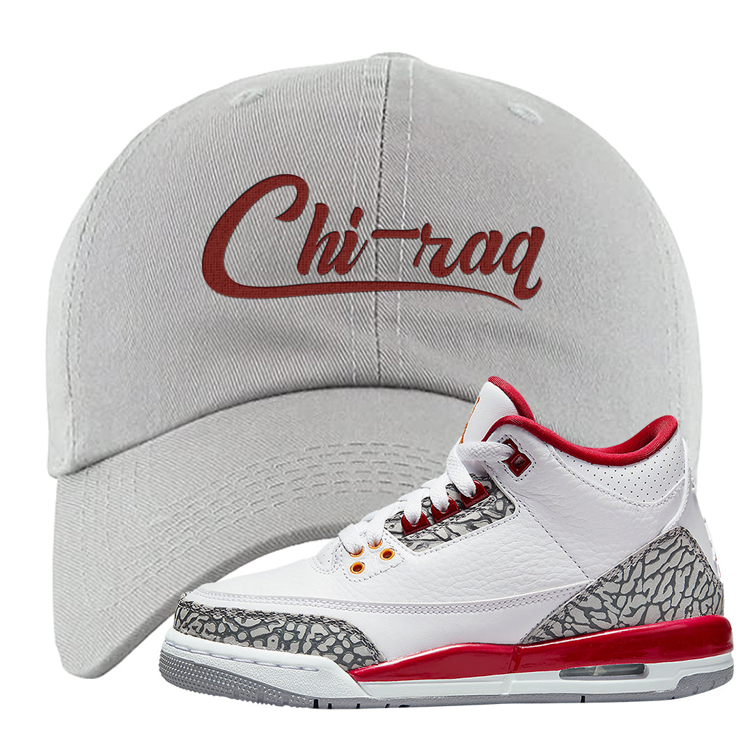 Cardinal Red 3s Dad Hat | Chiraq, Light Gray