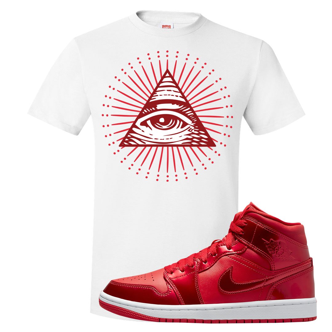 University Red Pomegranate Mid 1s T Shirt | All Seeing Eye, White