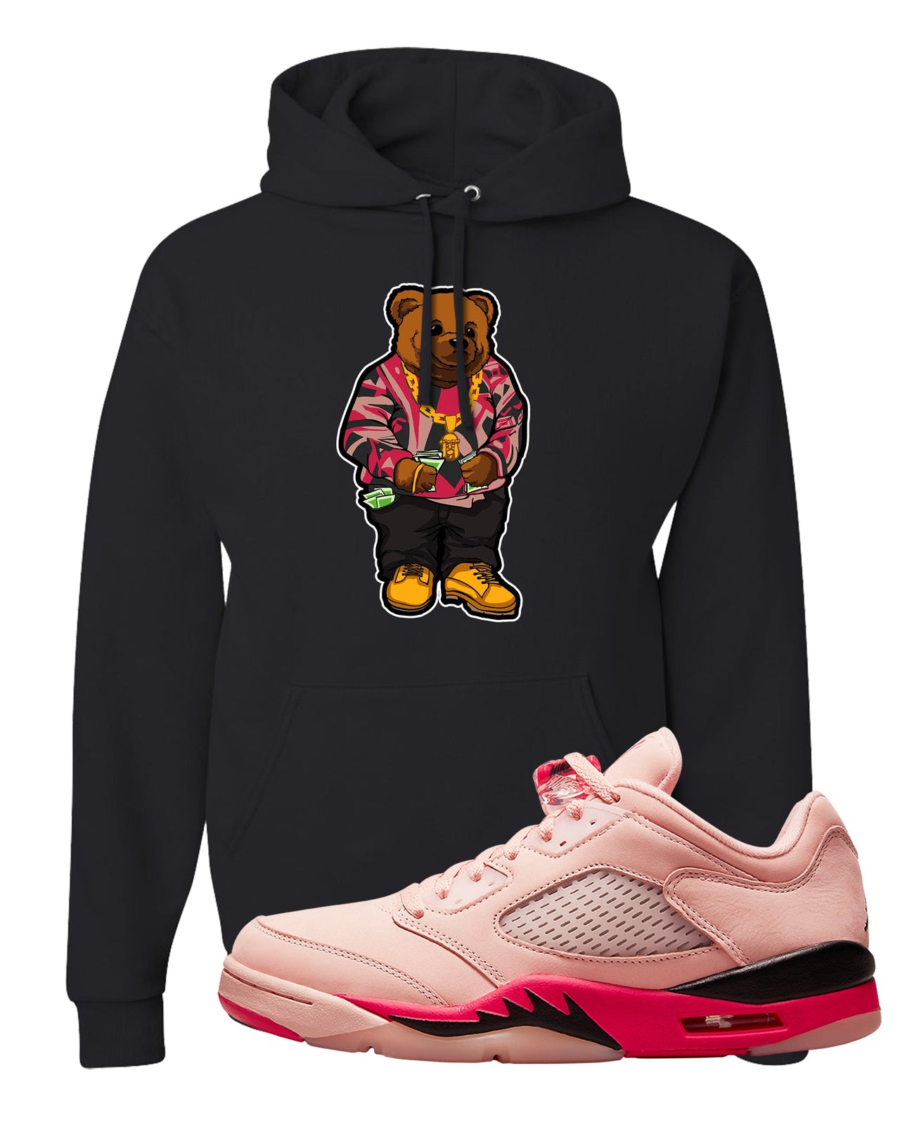 Arctic Pink Low 5s Hoodie | Sweater Bear, Black