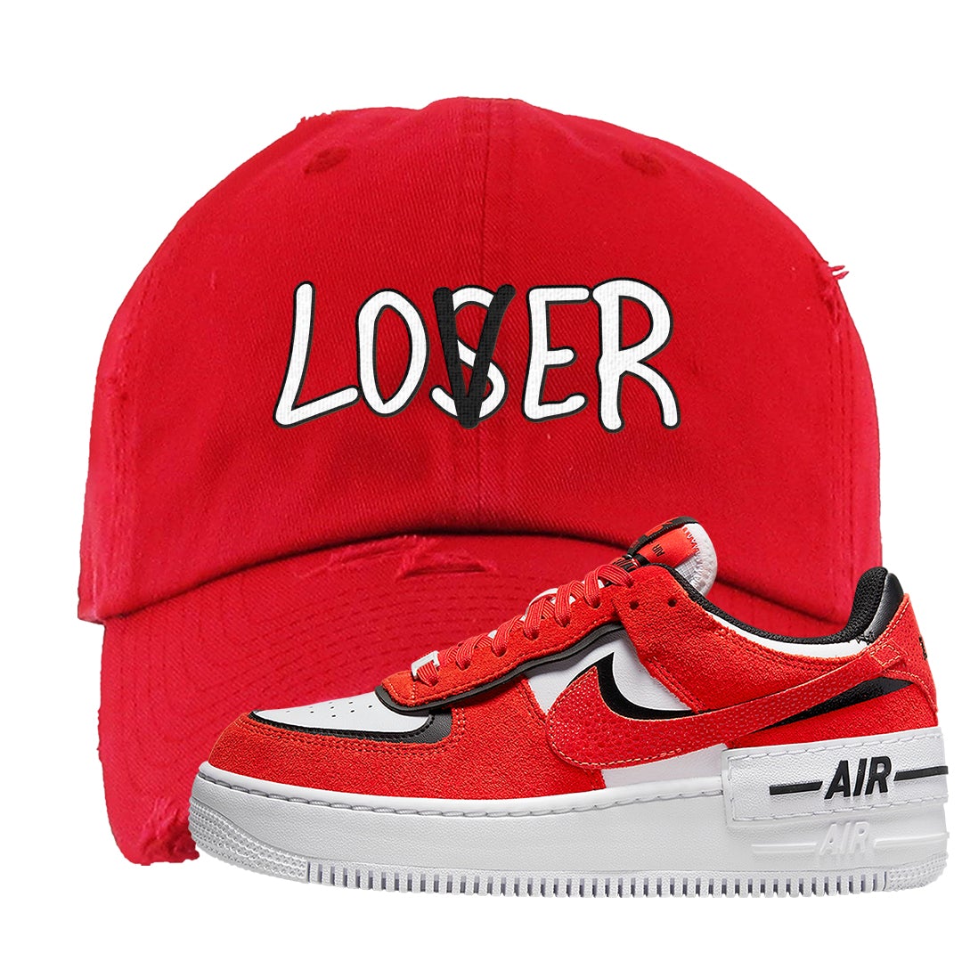 Shadow Chicago AF 1s Distressed Dad Hat | Lover, Red