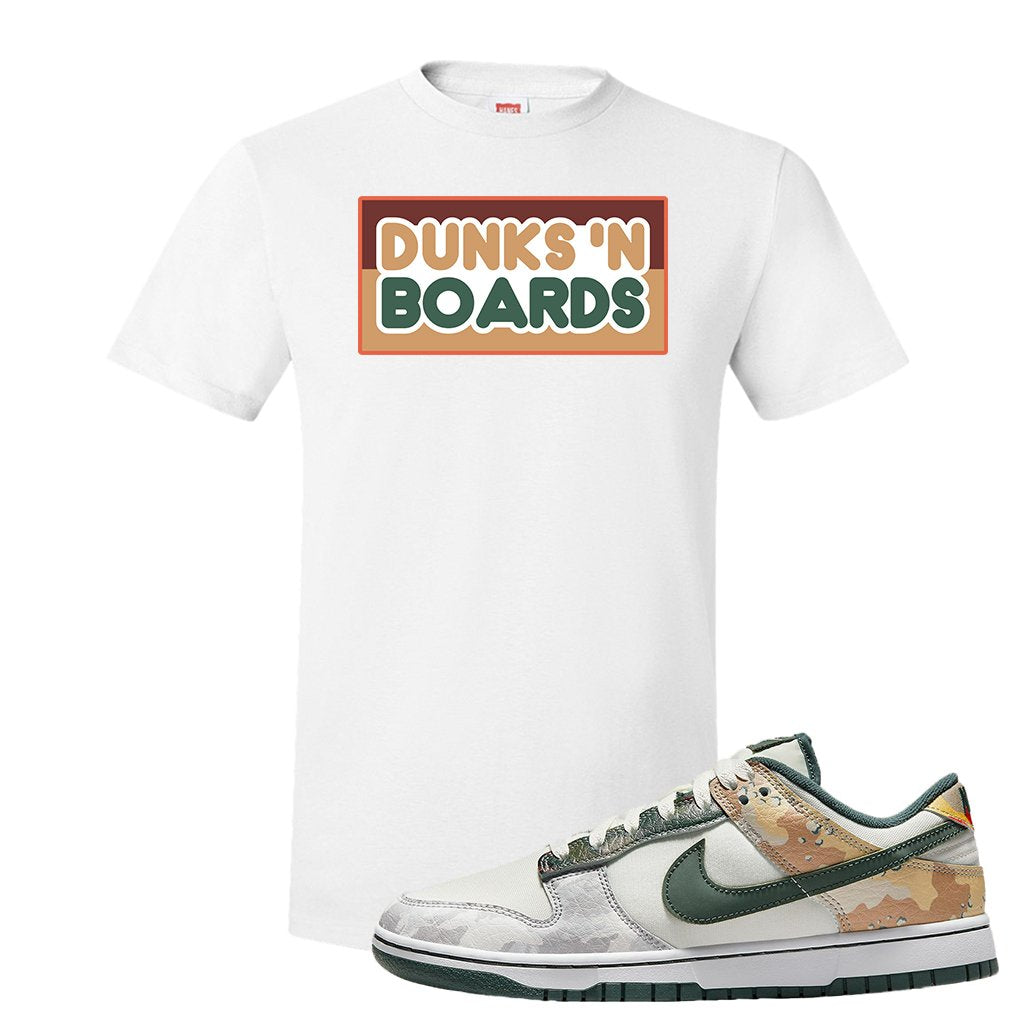 Camo Low Dunks T Shirt | Dunks N Boards, White
