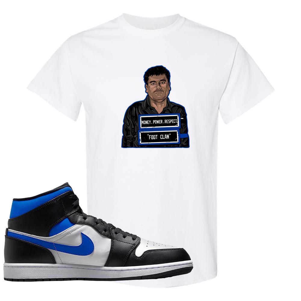 Air Jordan 1 Mid Royal T Shirt | El Chapo Illustration, White