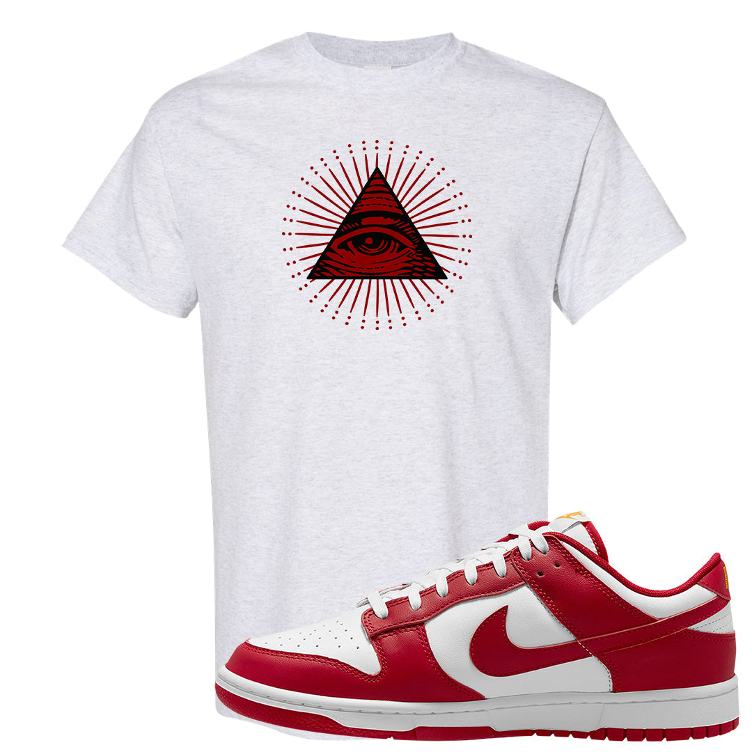 Red White Yellow Low Dunks T Shirt | All Seeing Eye, Ash
