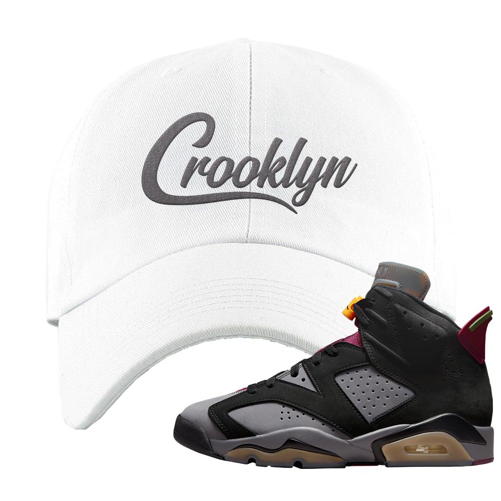 Bordeaux 6s Dad Hat | Crooklyn, White