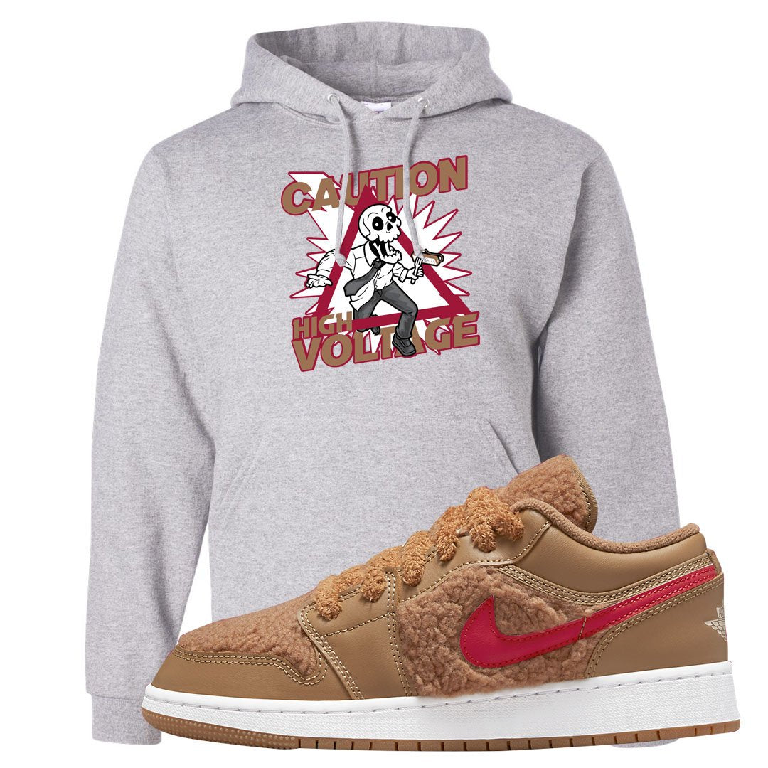 Teddy Bear Low 1s Hoodie | Caution High Voltage, Ash