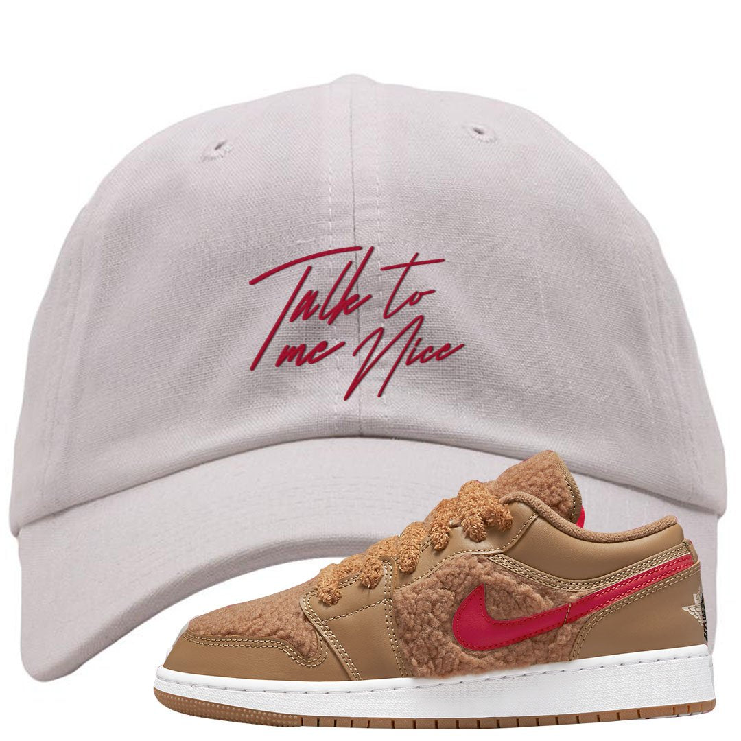 Teddy Bear Low 1s Dad Hat | Talk To Me Nice, White