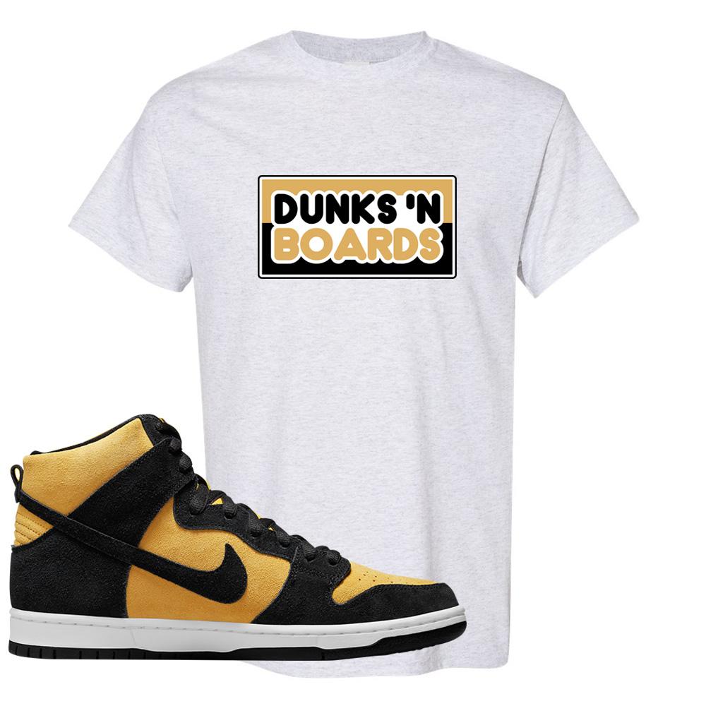 Reverse Goldenrod High Dunks T Shirt | Dunks N Boards, Ash
