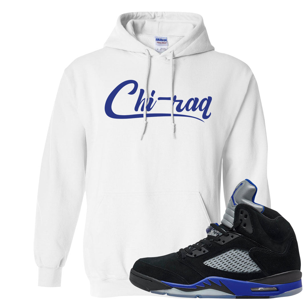 Racer Blue 5s Hoodie | Chiraq, White