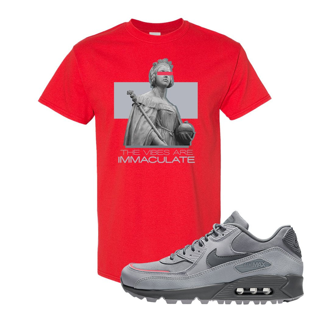Wolf Grey Surplus 90s T Shirt | The Vibes Are Immaculate, Red
