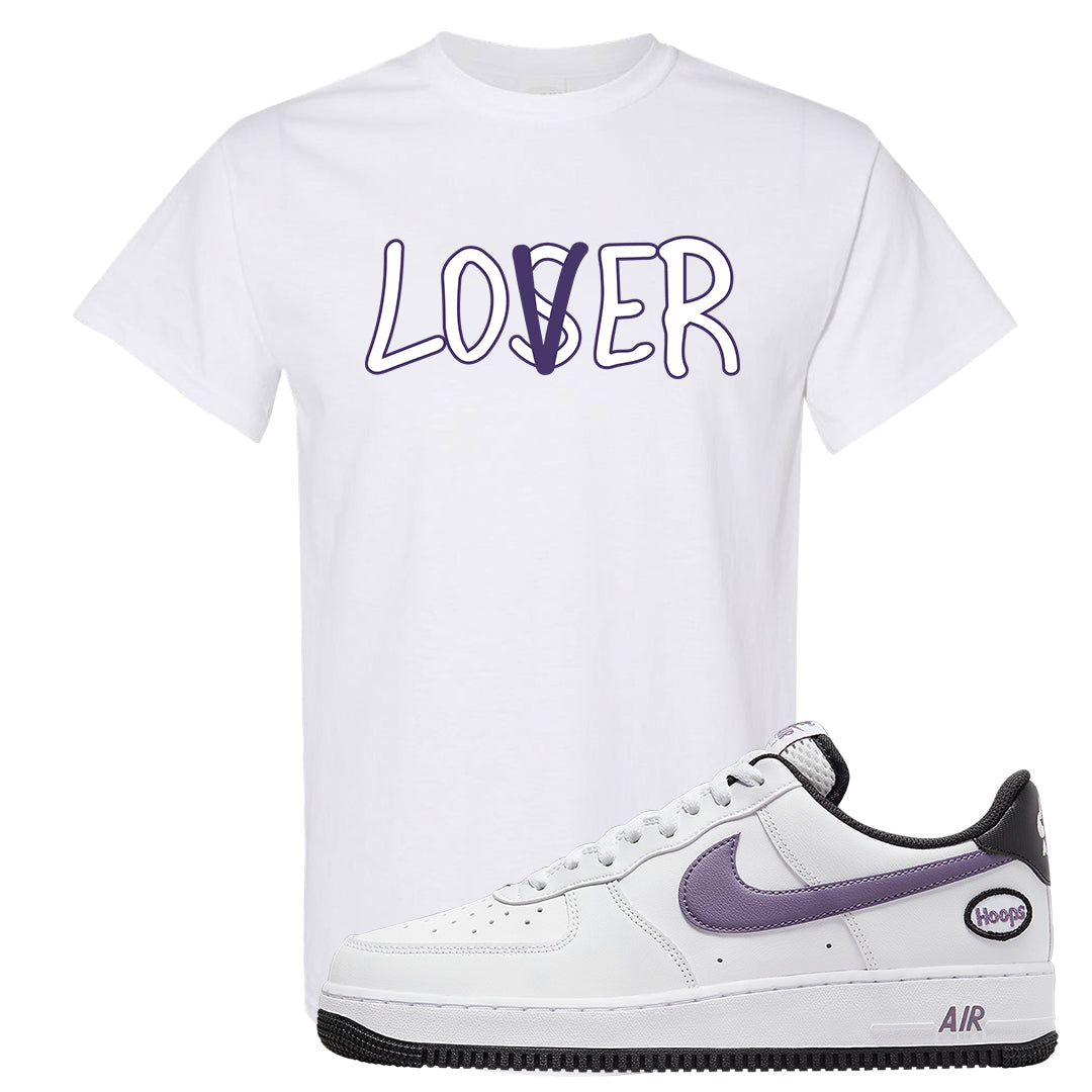 Canyon Purple Hoop AF1s T Shirt | Lover, White