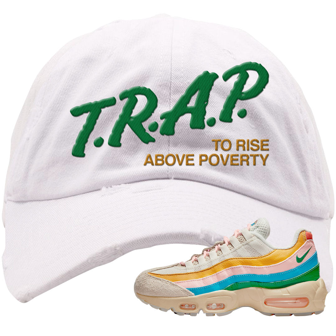 Rise Unity Sail 95s Distressed Dad Hat | Trap To Rise Above Poverty, White