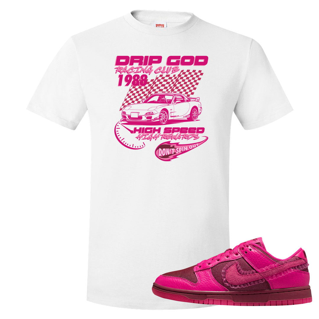 2022 Valentine's Day Low Dunks T Shirt | Drip God Racing Club, White