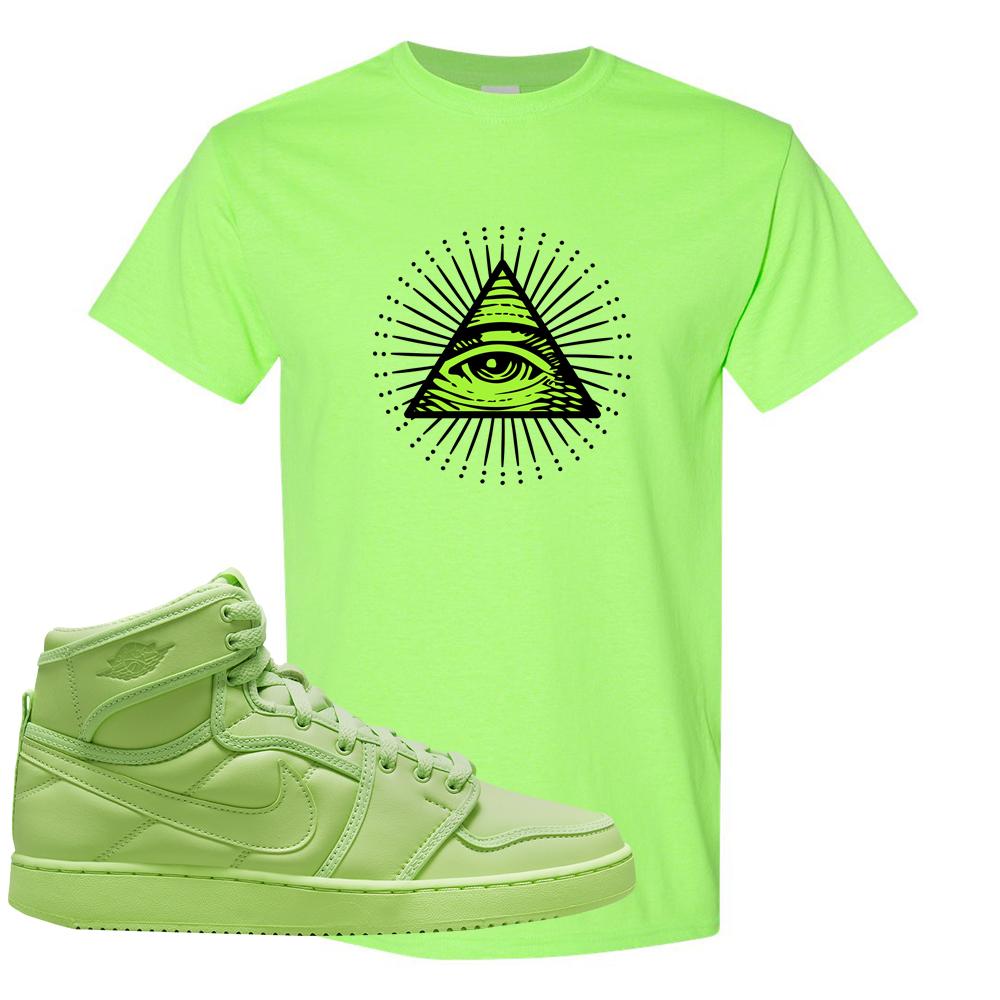 Neon Green KO 1s T Shirt | All Seeing Eye, Neon Green